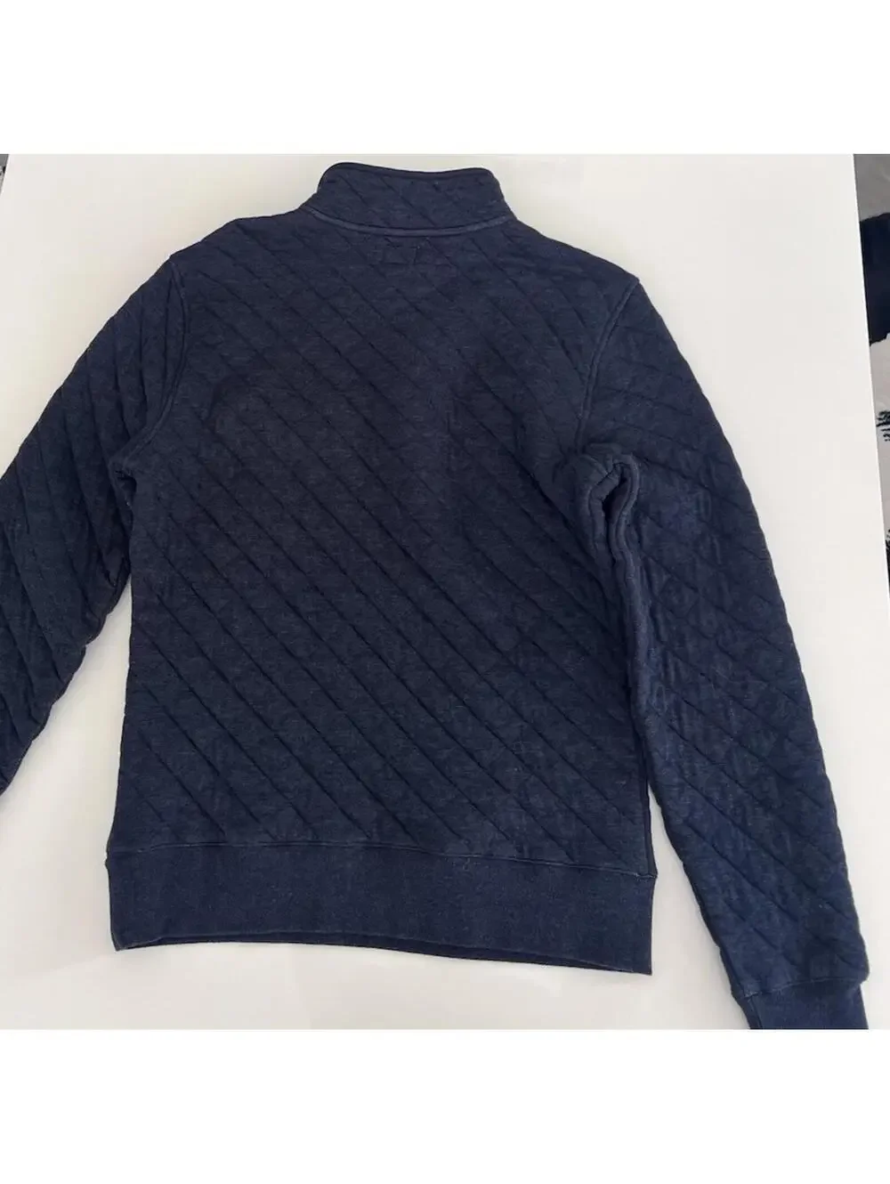 $188 Faherty Sweater Men's Small Epic Quilted Fleece Snap Navy Button Pullover
